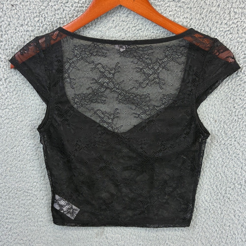 Garage Floral Lace Bustier Corset Crop Top Womens M Black Coquette Party Y2K - Picture 8 of 9